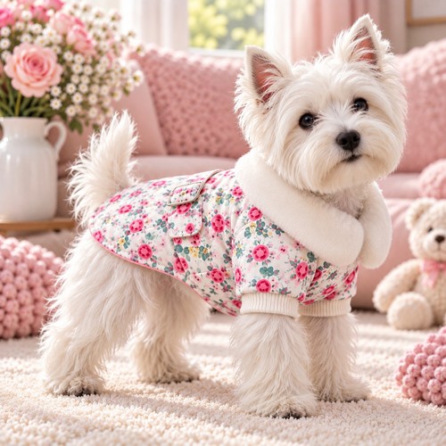 Large floral dog winter coat - floral,